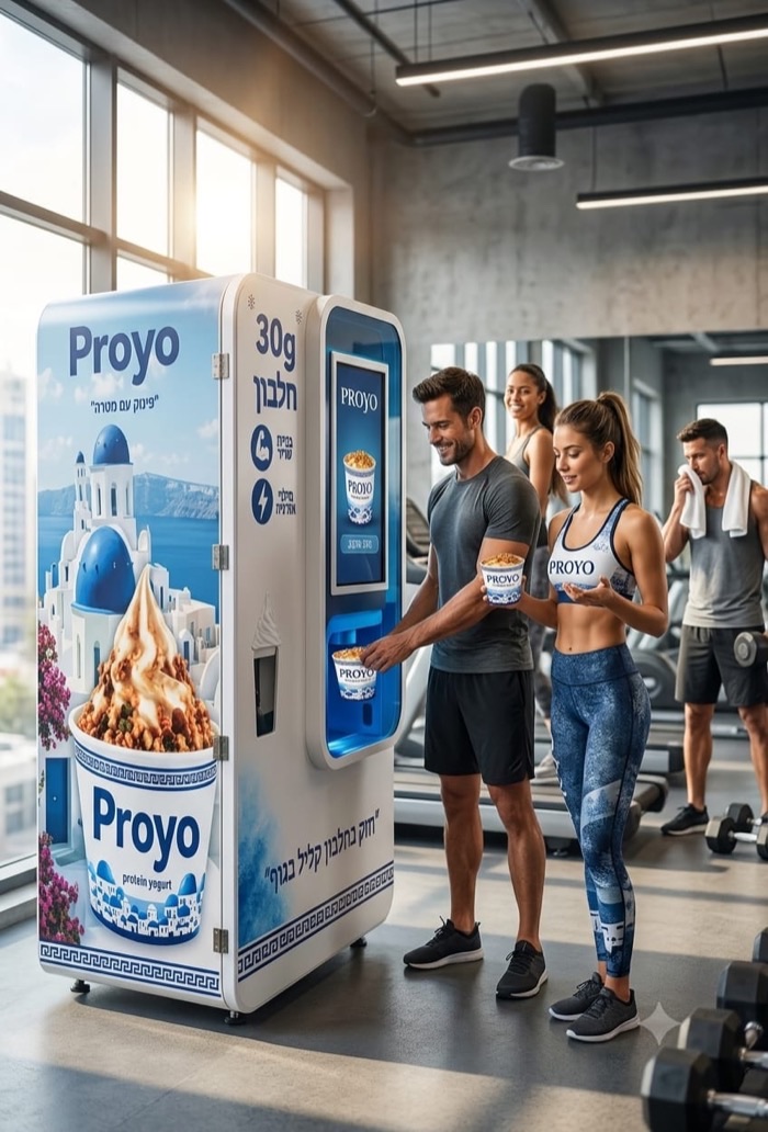 זוג מתאמנים ליד מכונת פרויו בחדר כושר מואר